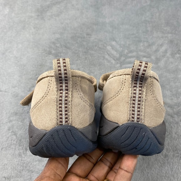 L.L. Bean Mary Jane Shoes Womens 8 Tan Suede Hook Loop 278614 Comfort Trail - Picture 7 of 10